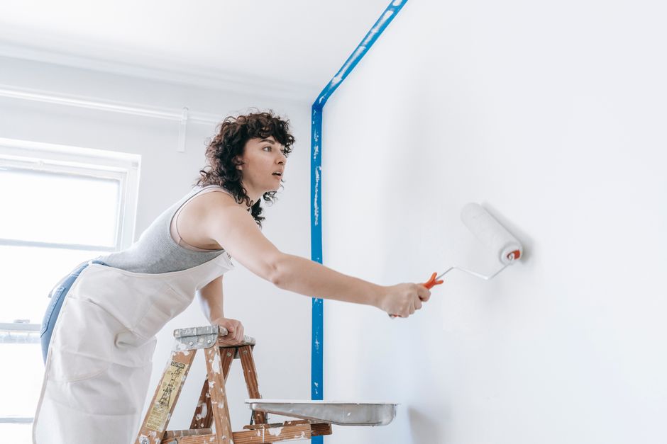 House painter working with a brush