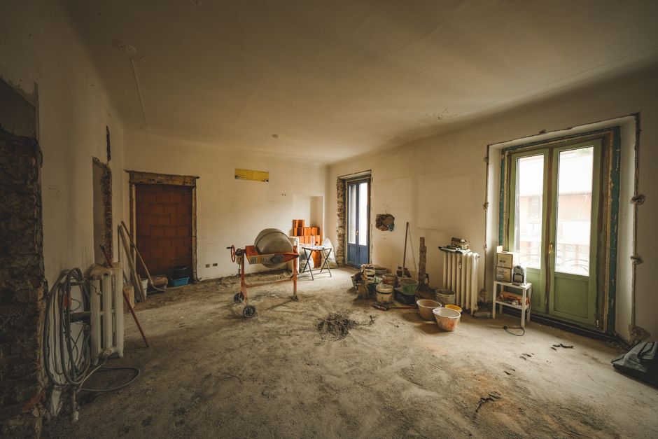 Interior remodeling work in progress